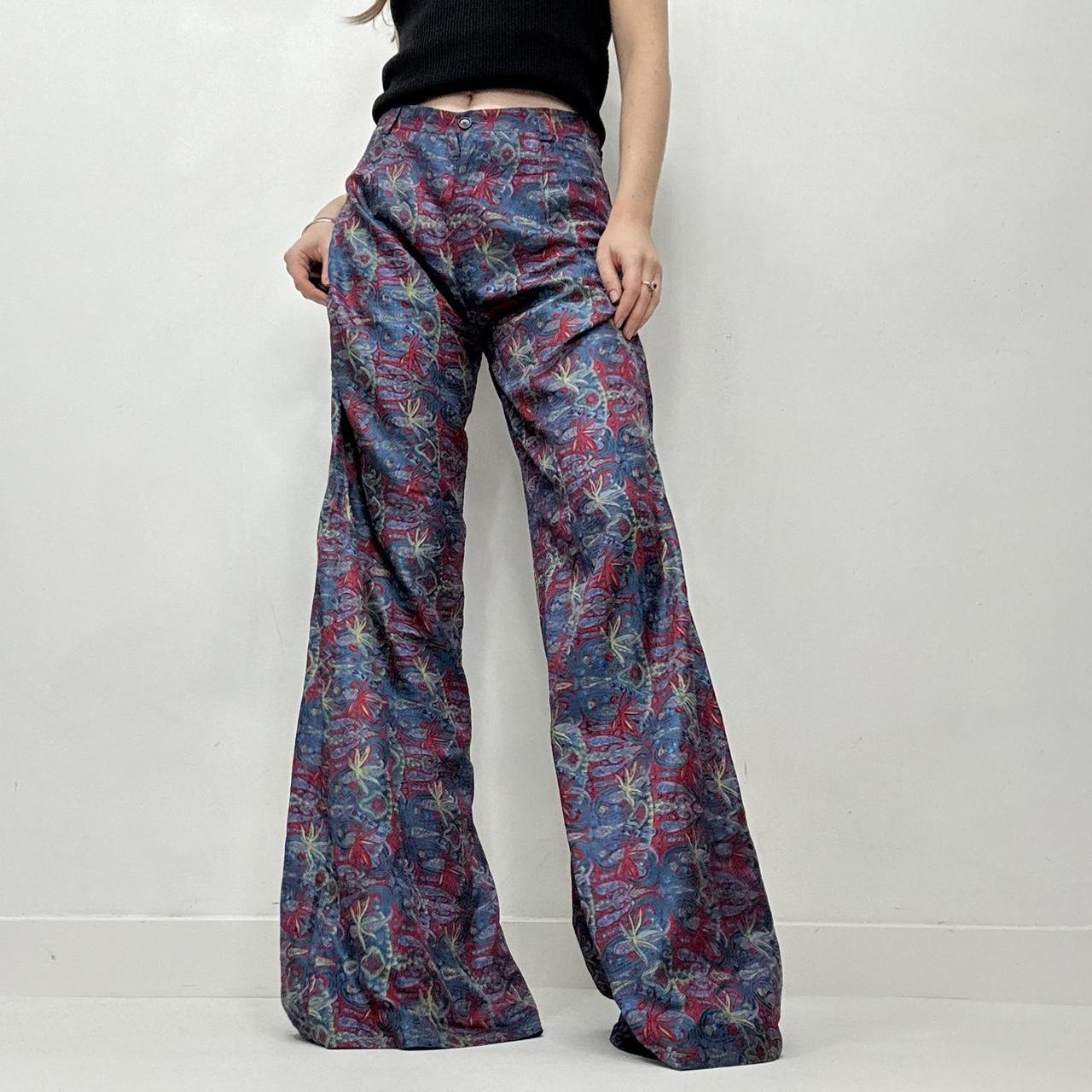 Paisley silk flare floaty trousers