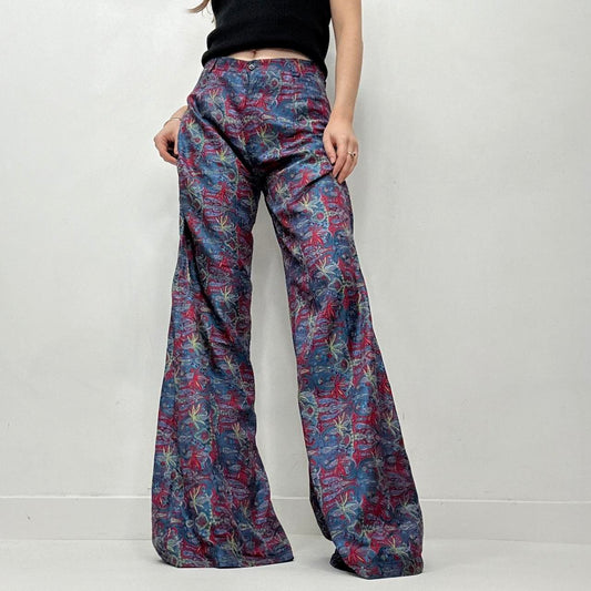 Paisley silk flare floaty trousers