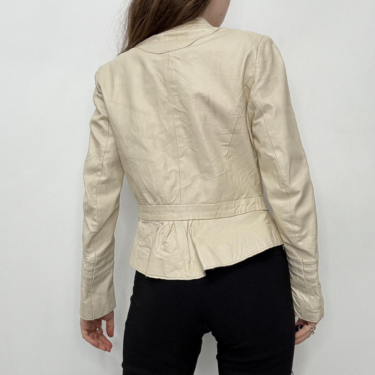 Cream pleated gathered jacket
