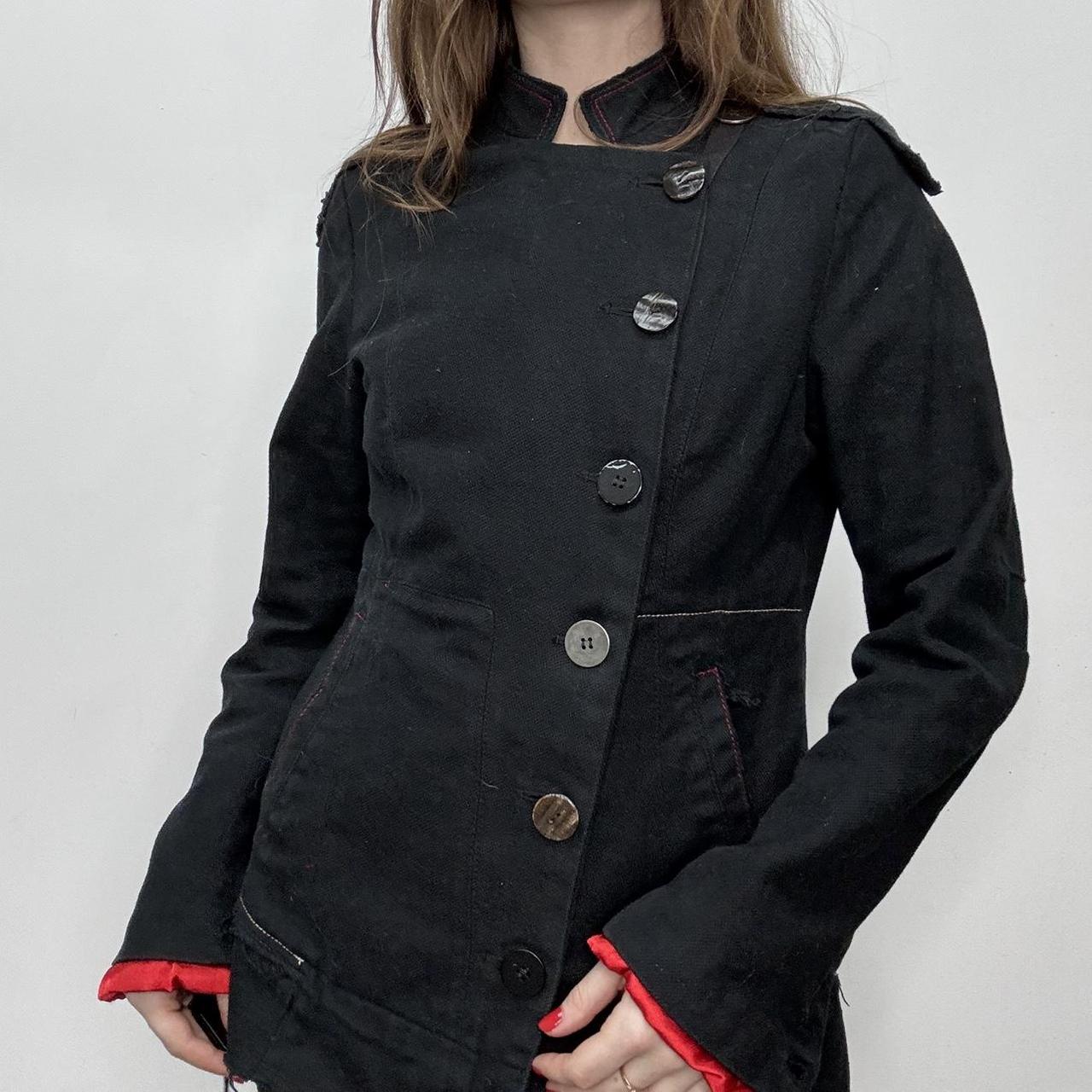 Asymmetric archival button grunge blazer