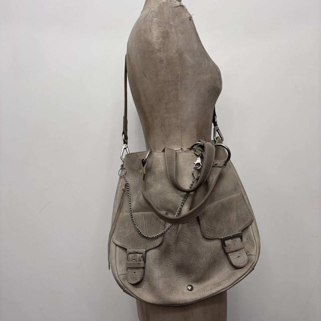 Slouchy grey leather shoulder bag