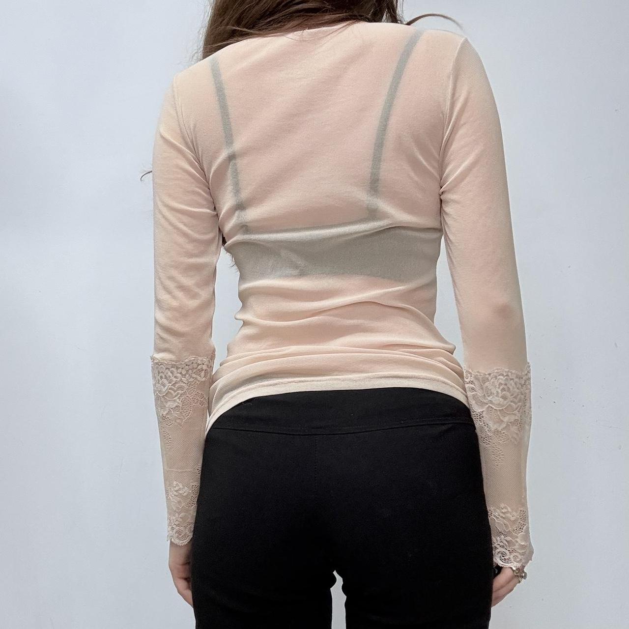Sheer lace long sleeve lingerie top