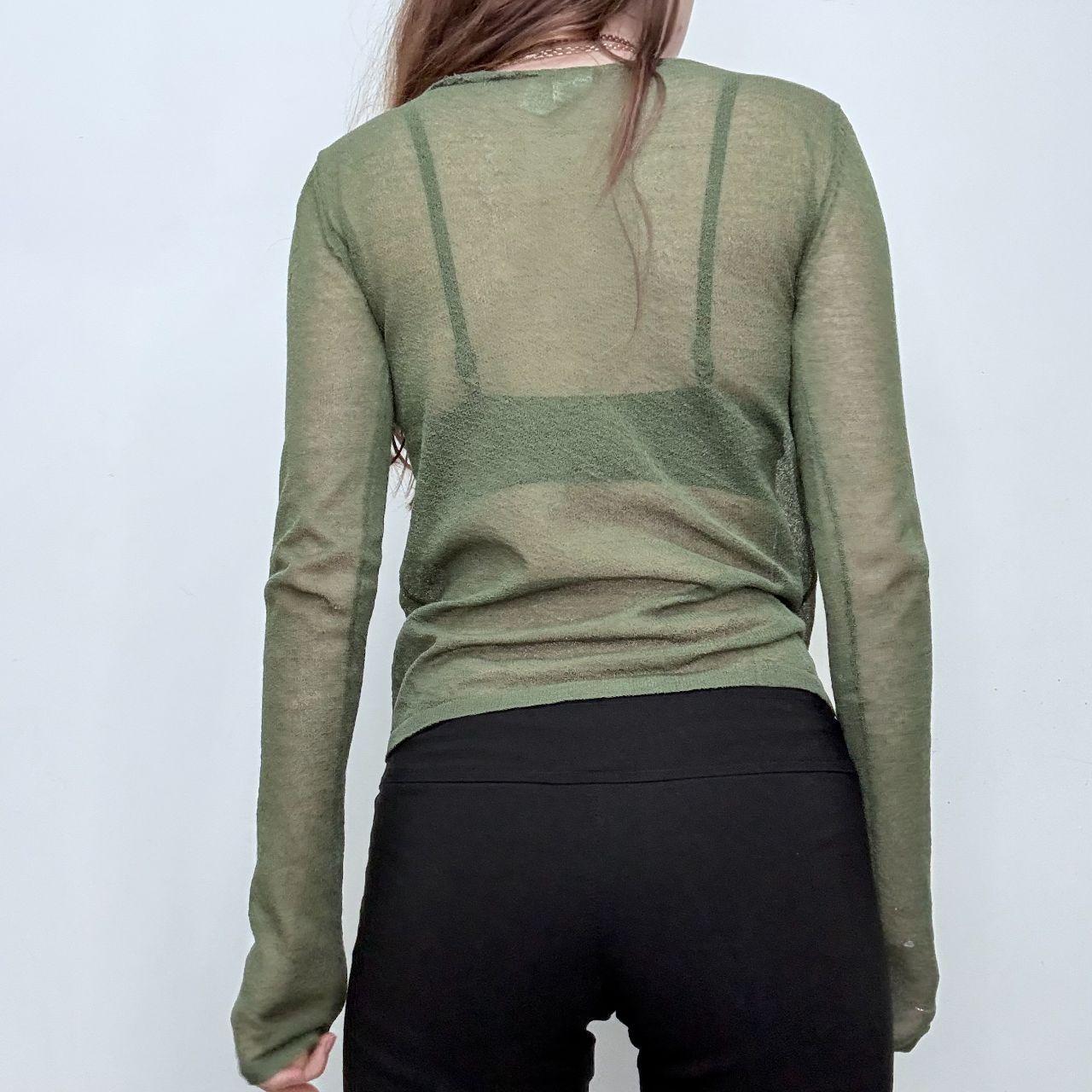 Sheer knit green top