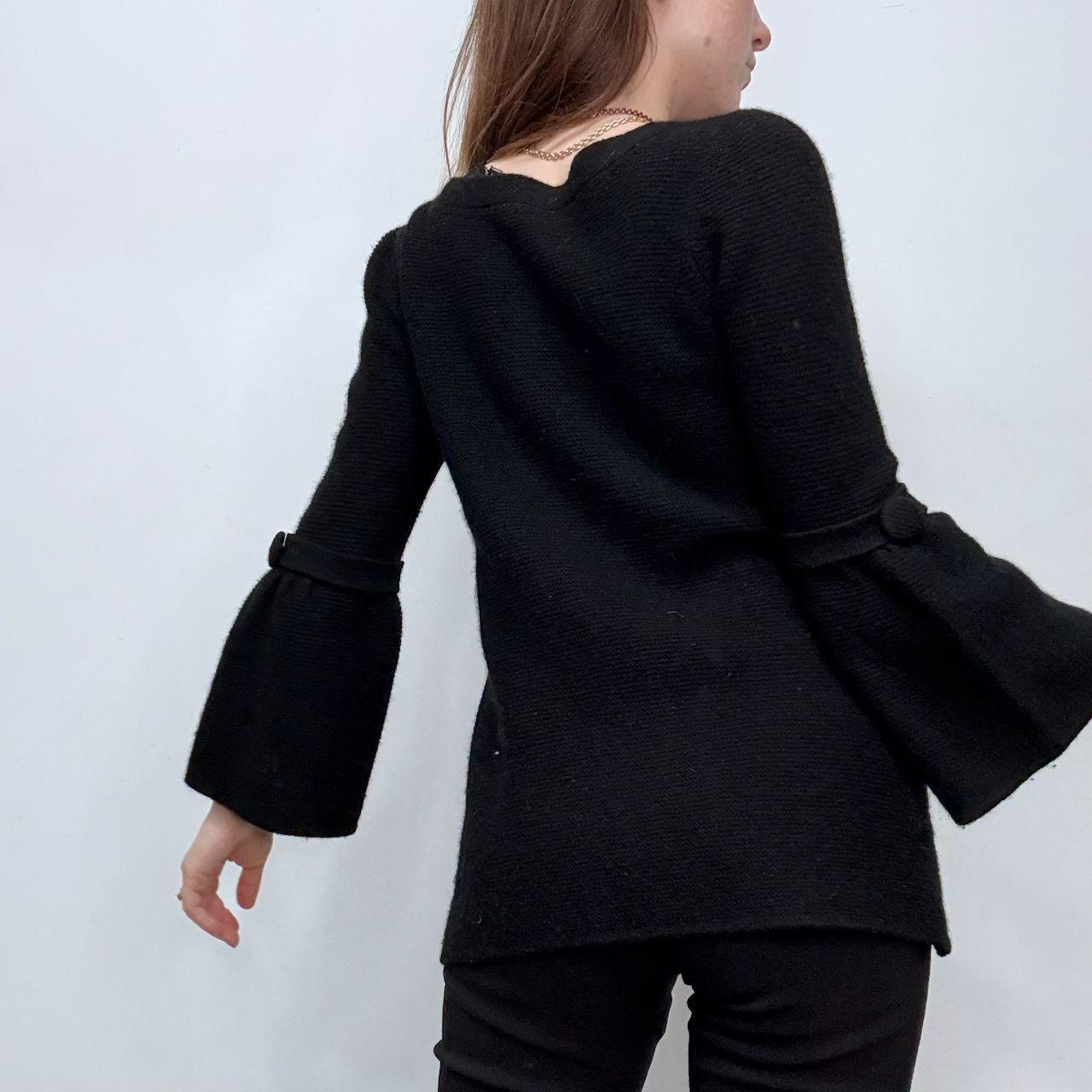 Black knitted flared button cardigan