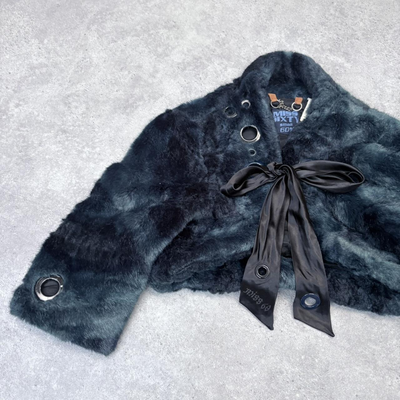 Miss Sixty blue fur cropped eyelet jacket