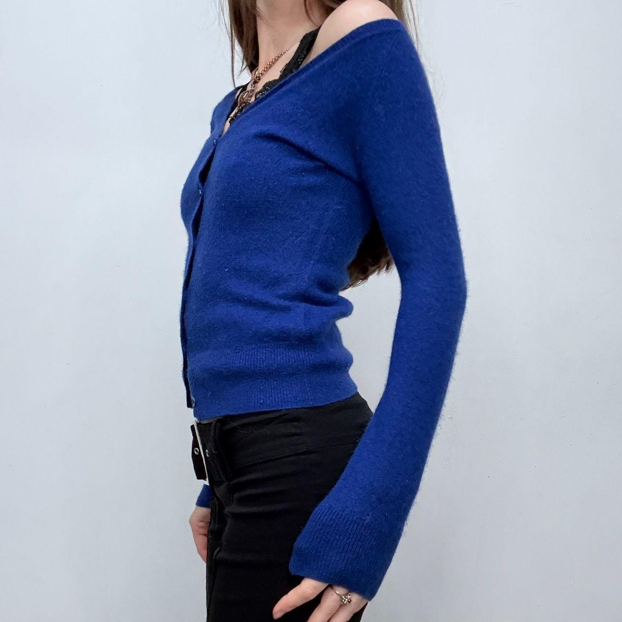 Blue cashmere slouchy neck cardigan