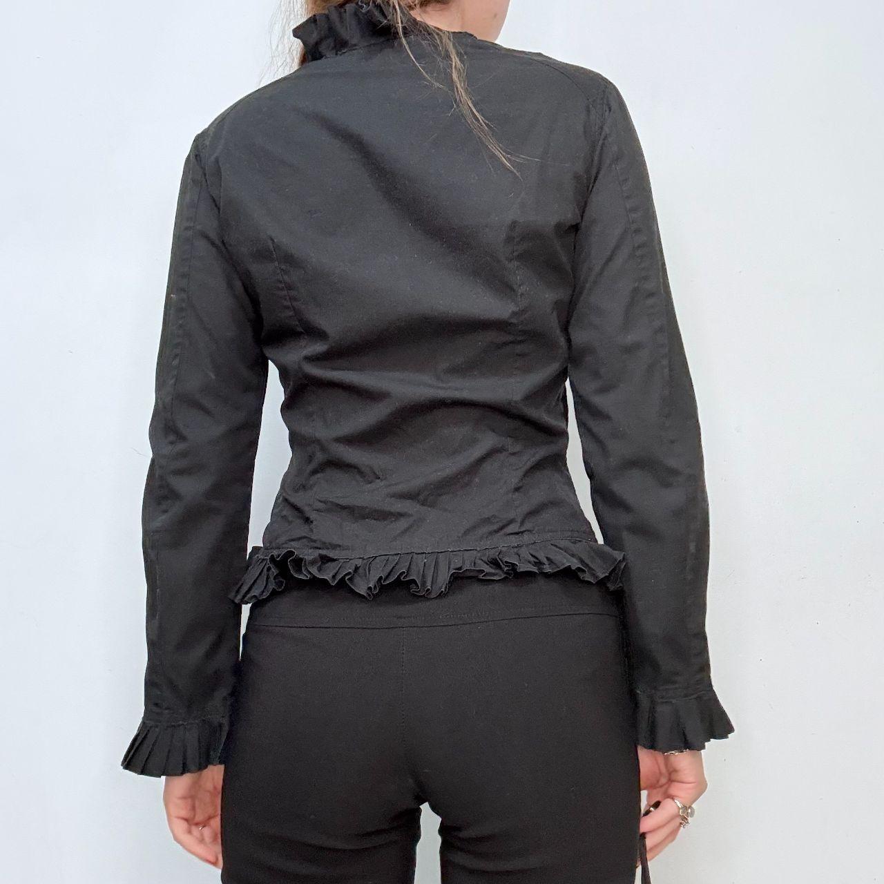Black ruffle cropped shirt