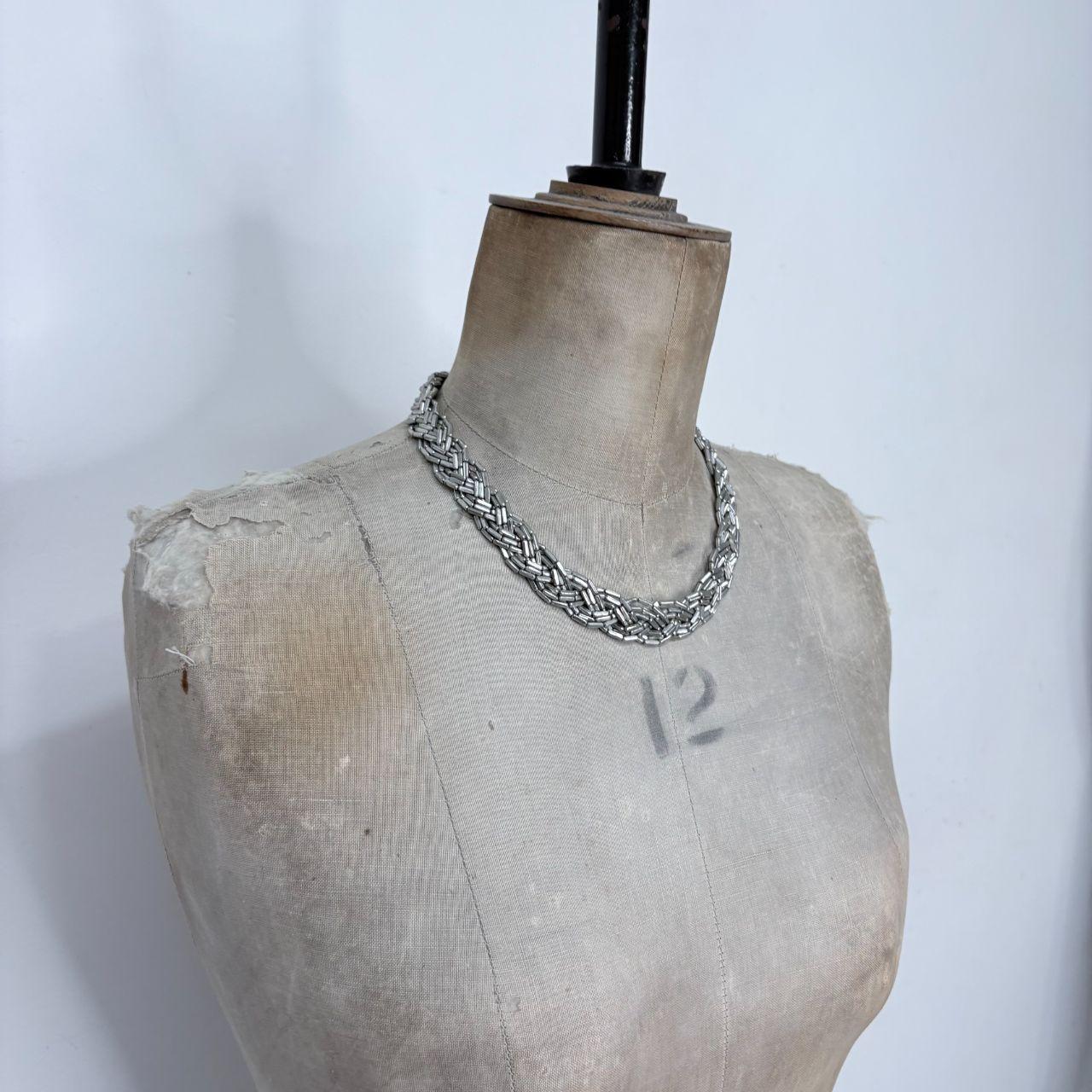 Silver beaded chain necklace