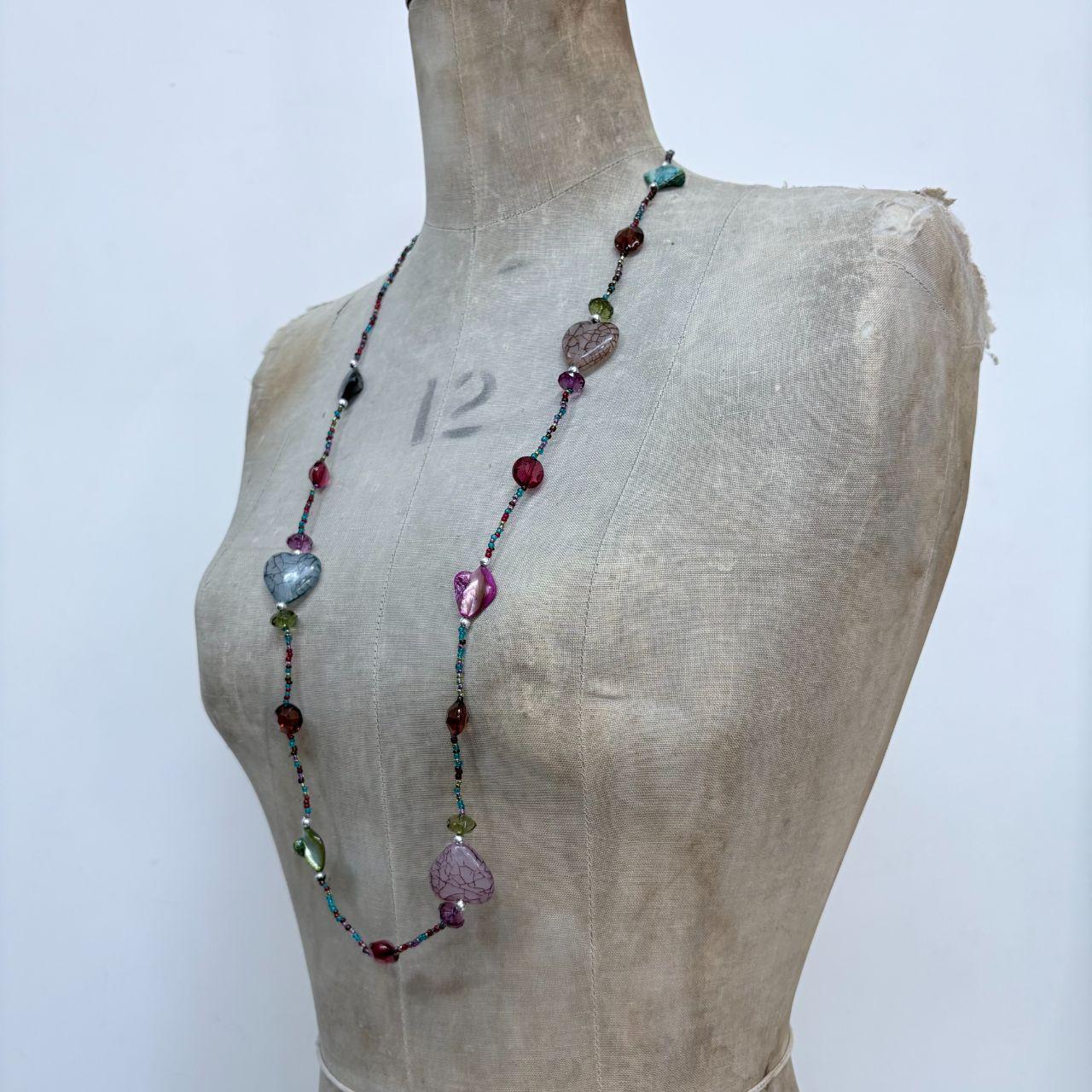 Long beaded gemstone necklace