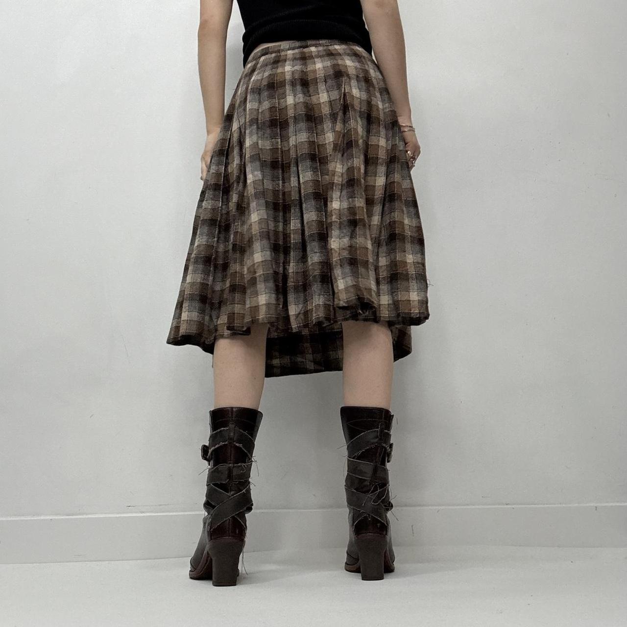 Tartan checked wrap midi skirt