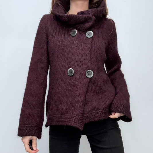 Asymmetric pinstripe flared knit jacket