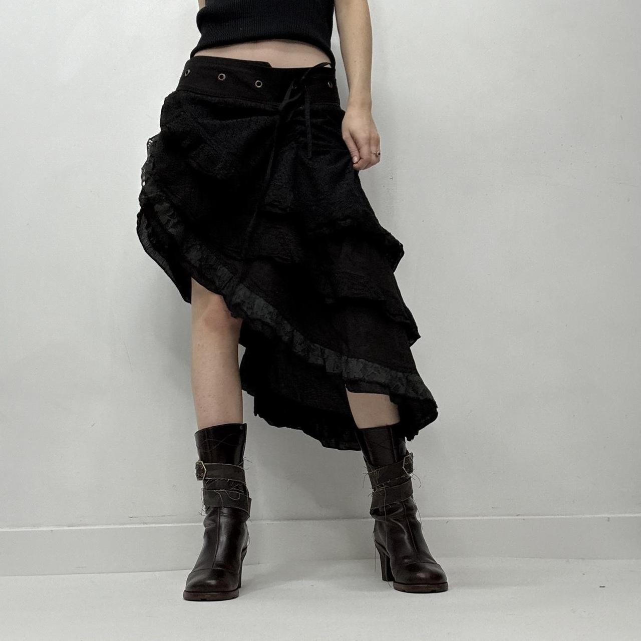 Black lace wrap studded eyelet skirt
