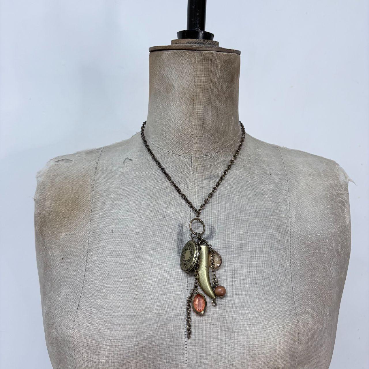 Boho hanging beaded charm necklace