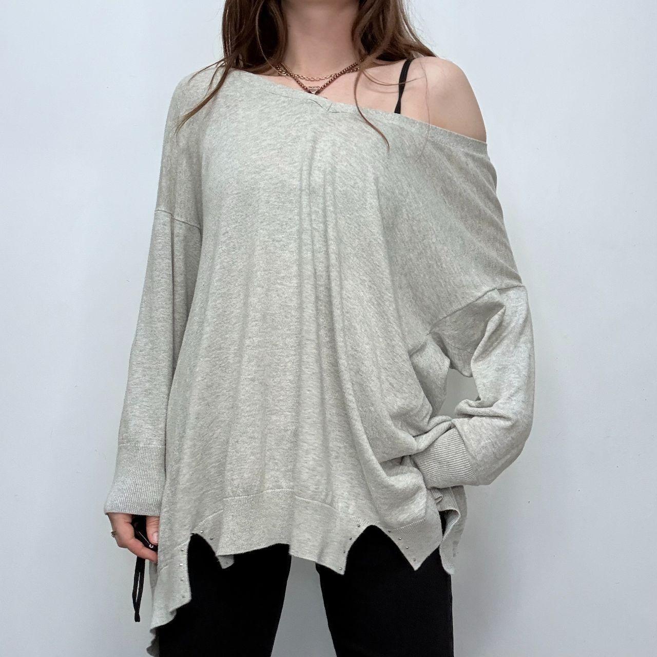 Grey slouchy batwing jumper