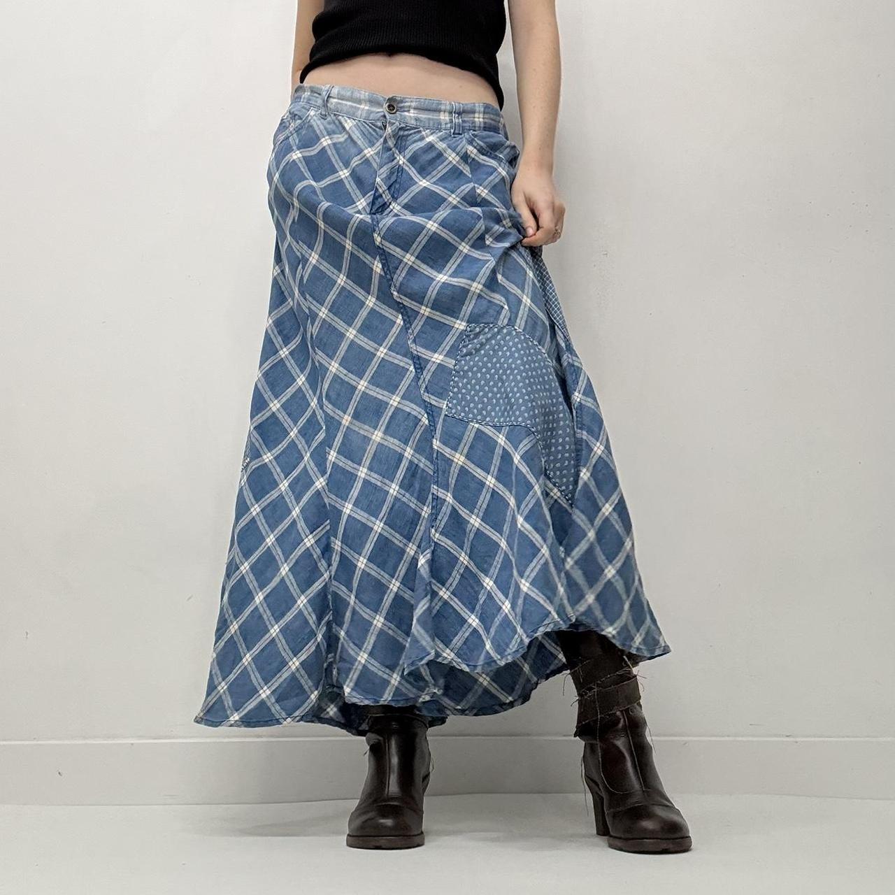 Blue ralph lauren tartan maxi skirt