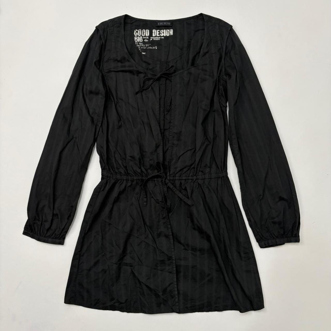 Black pinstripe cargo puff dress