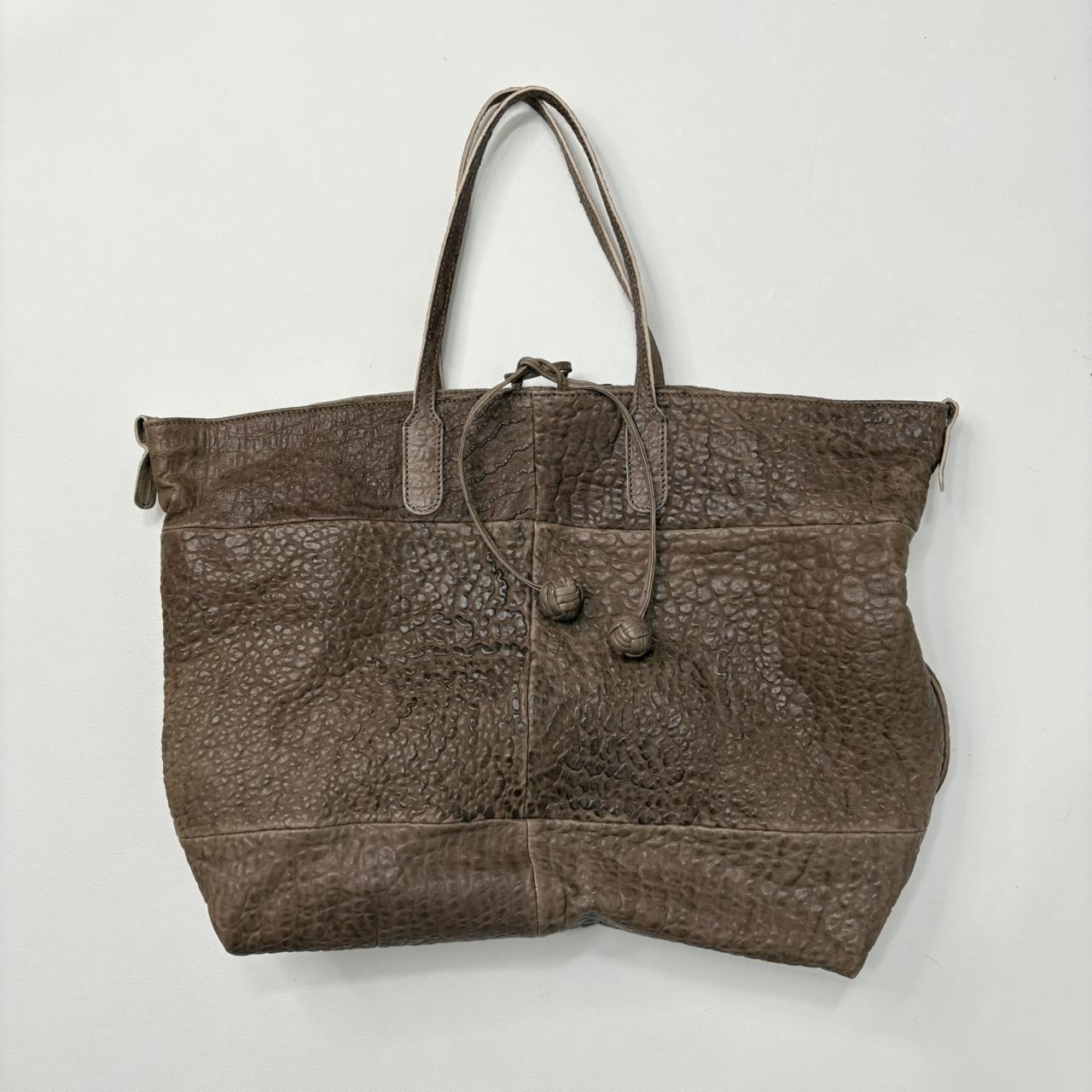 Large tan slouchy leather bag