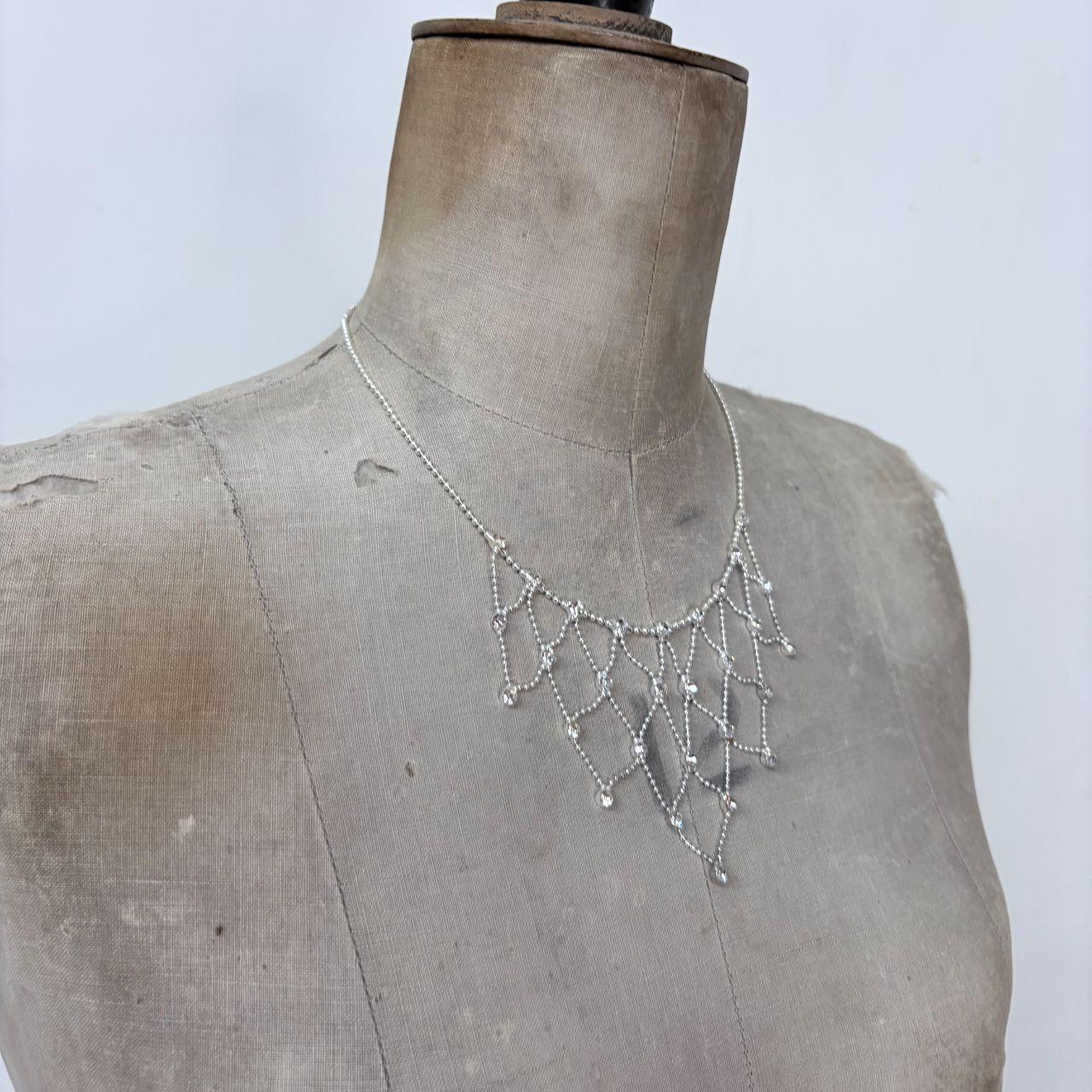 Silver layered tennis necklace