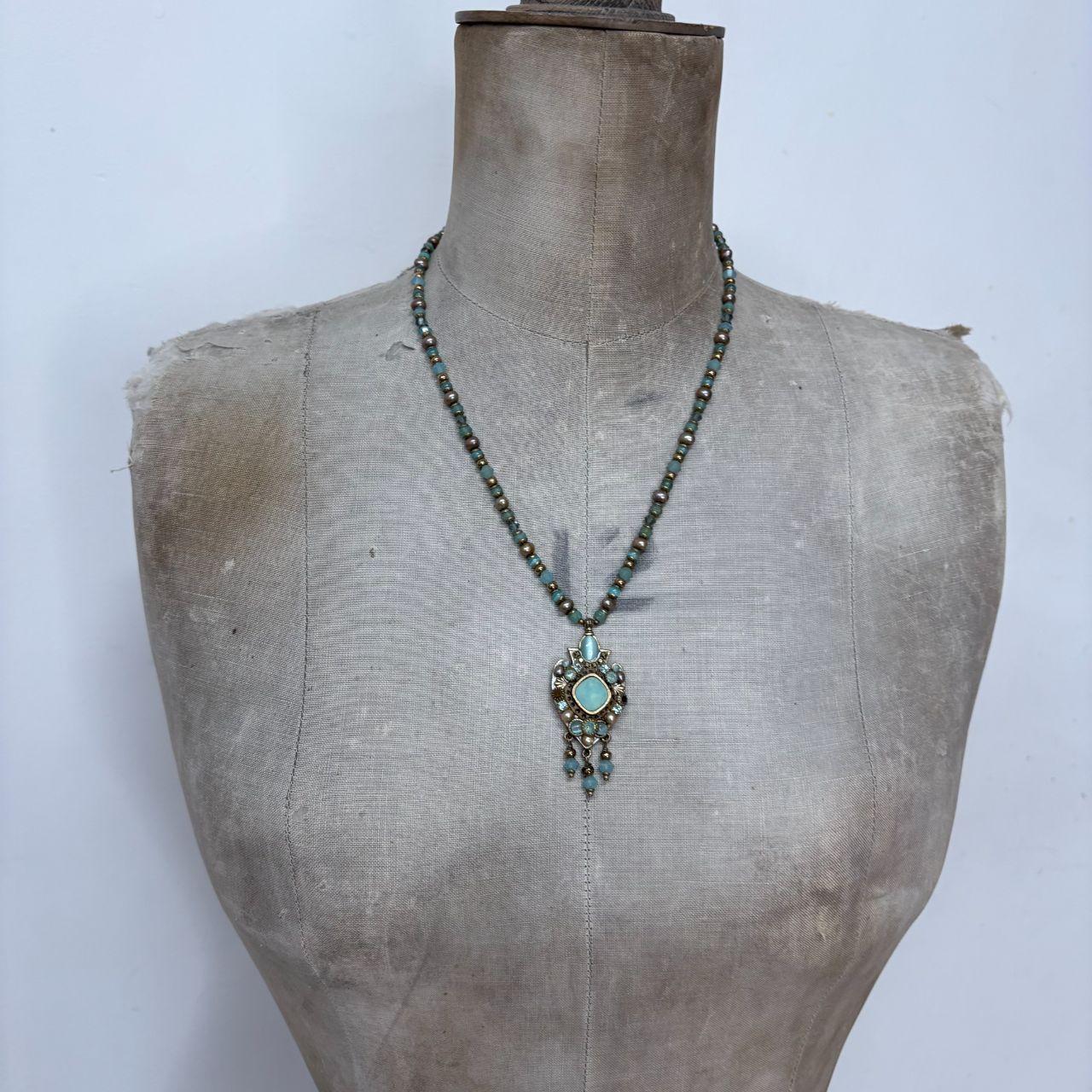 Beaded boho stone necklace