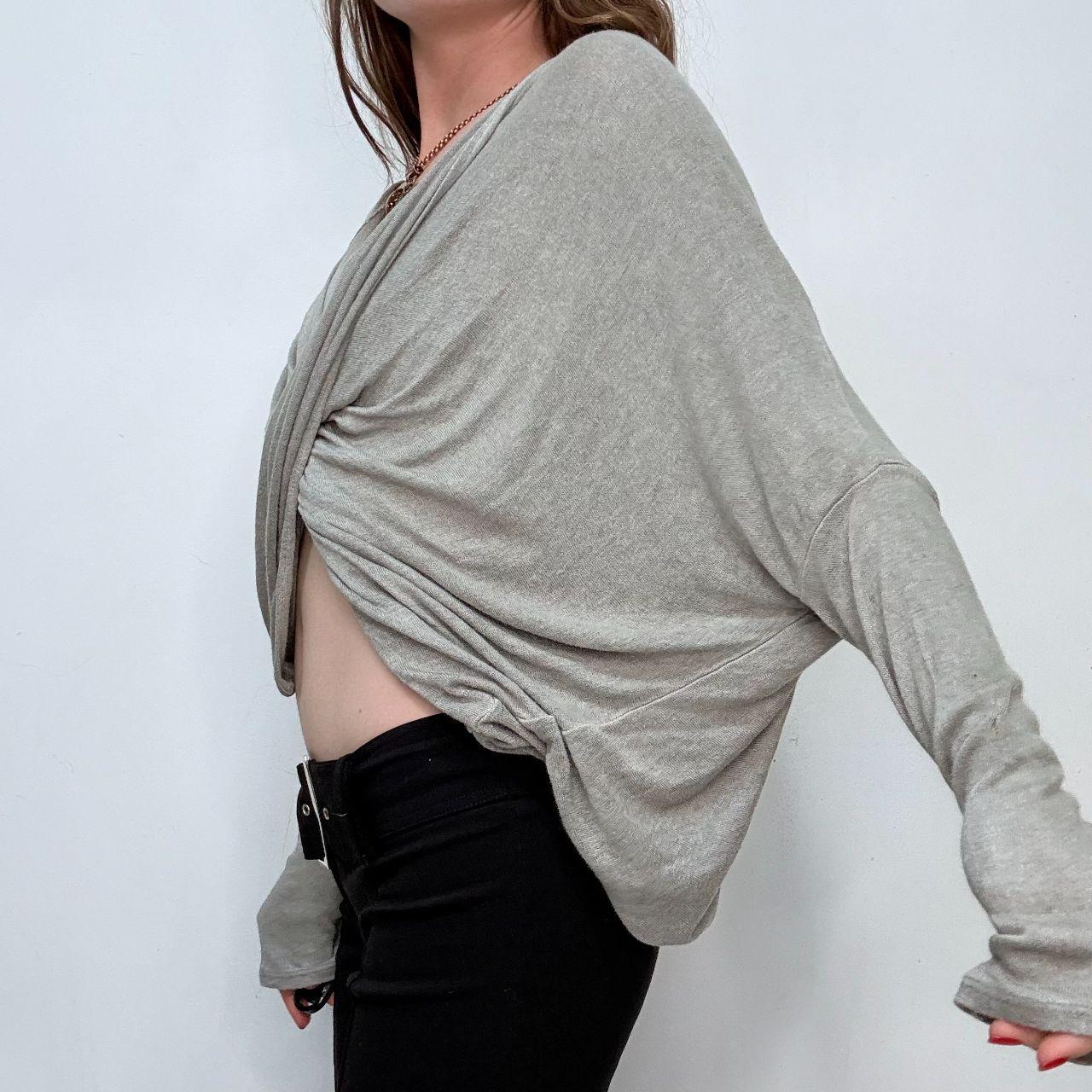 Slouchy twist grey knit jumper