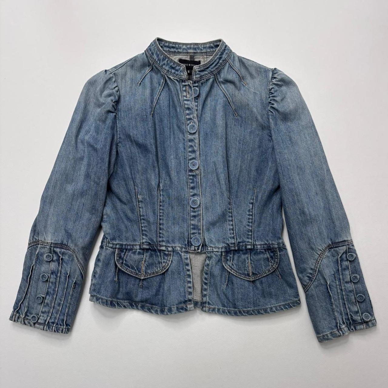 Distressed fitted denim jacket