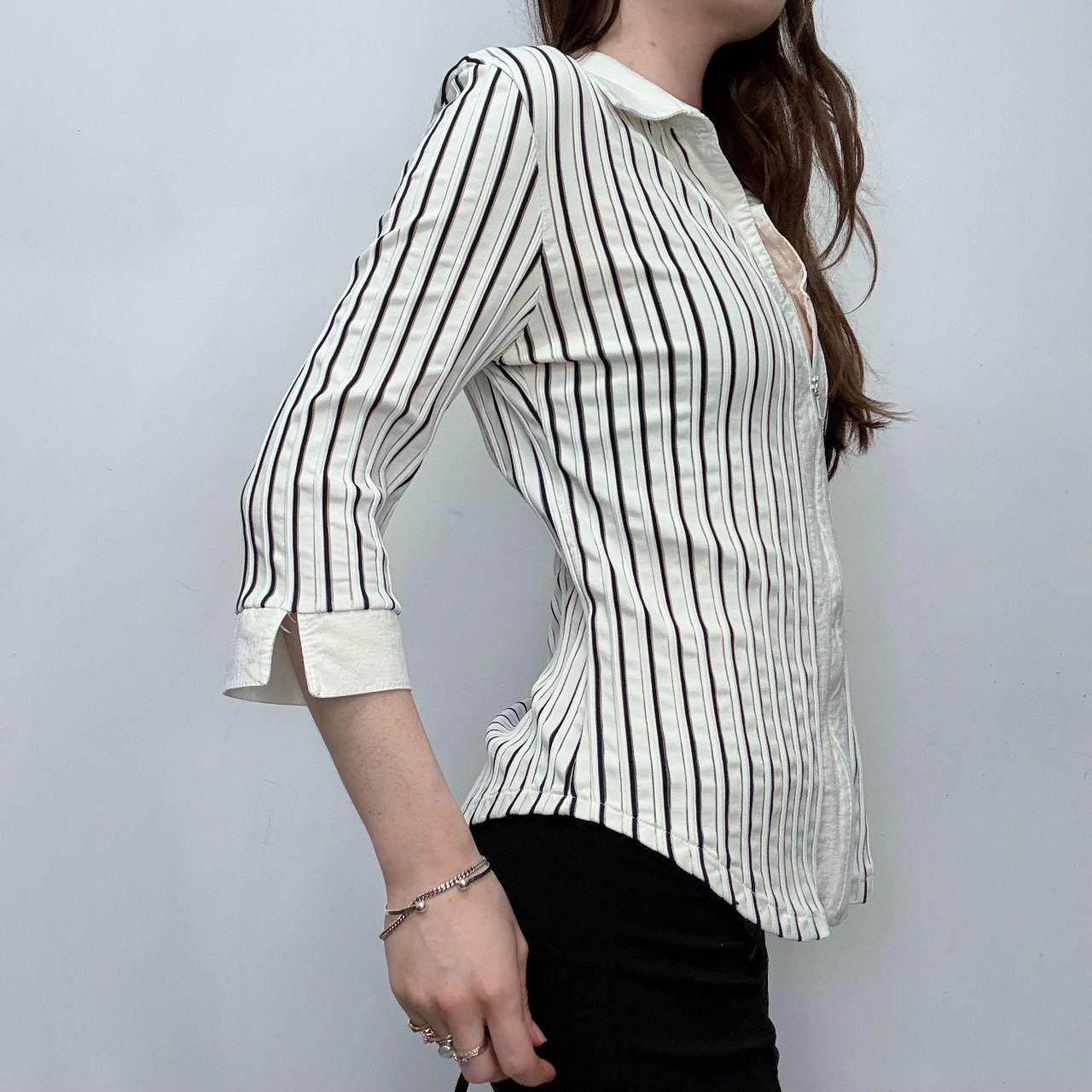 Fitted pinstripe zip shirt