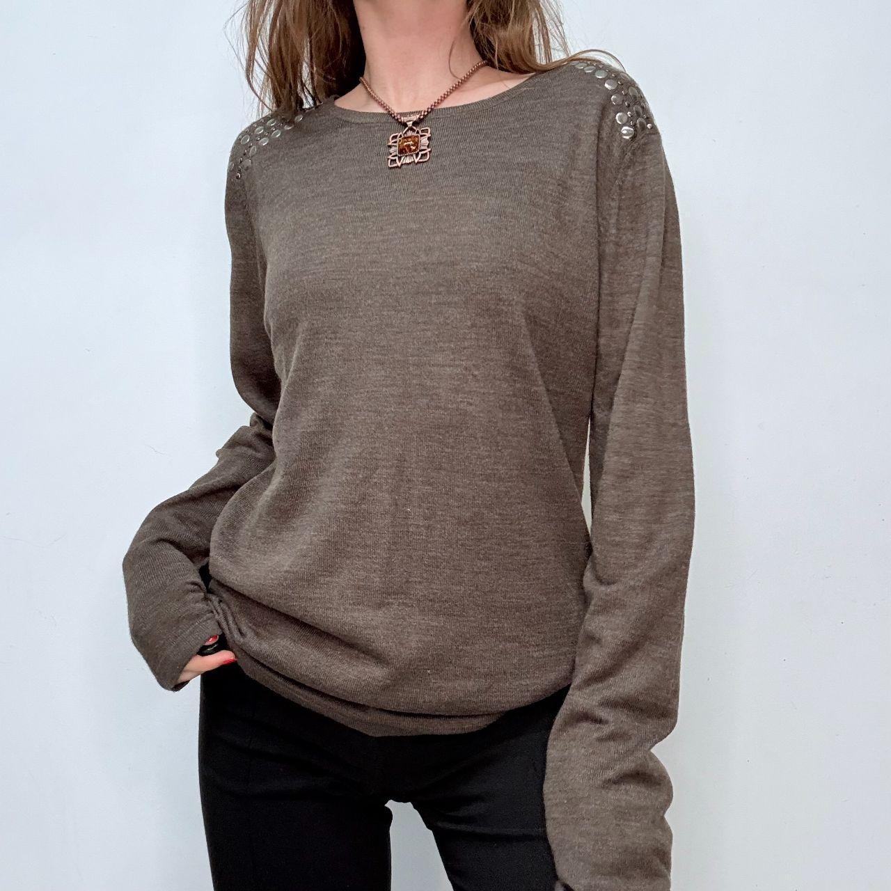 Brown knitted studded jumper