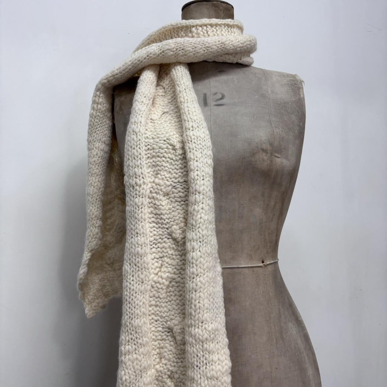 Cream cable knit scarf