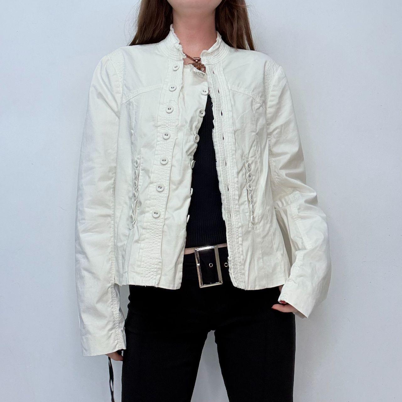 White button-up detailed utility jacket
