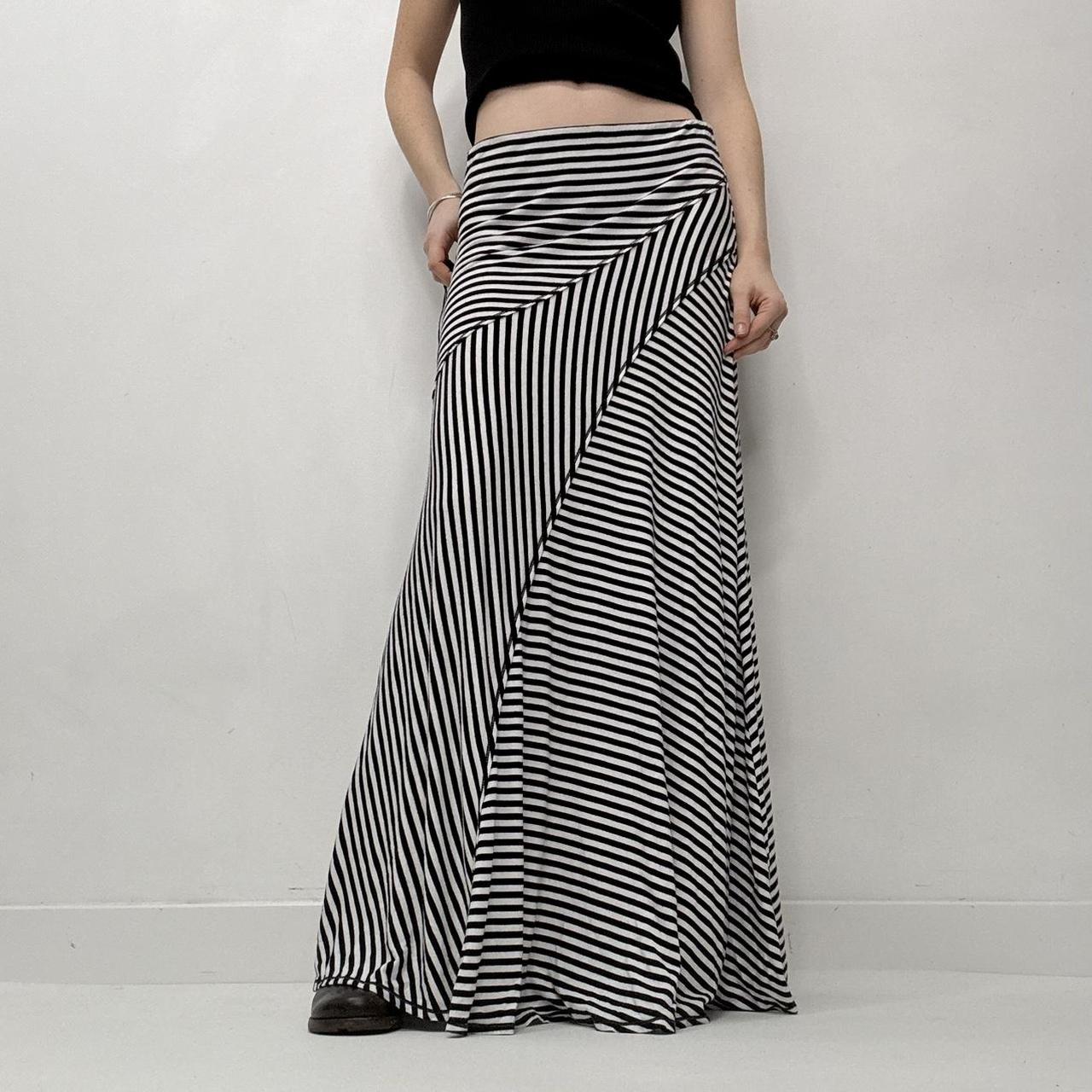 Striped jersey maxi skirt