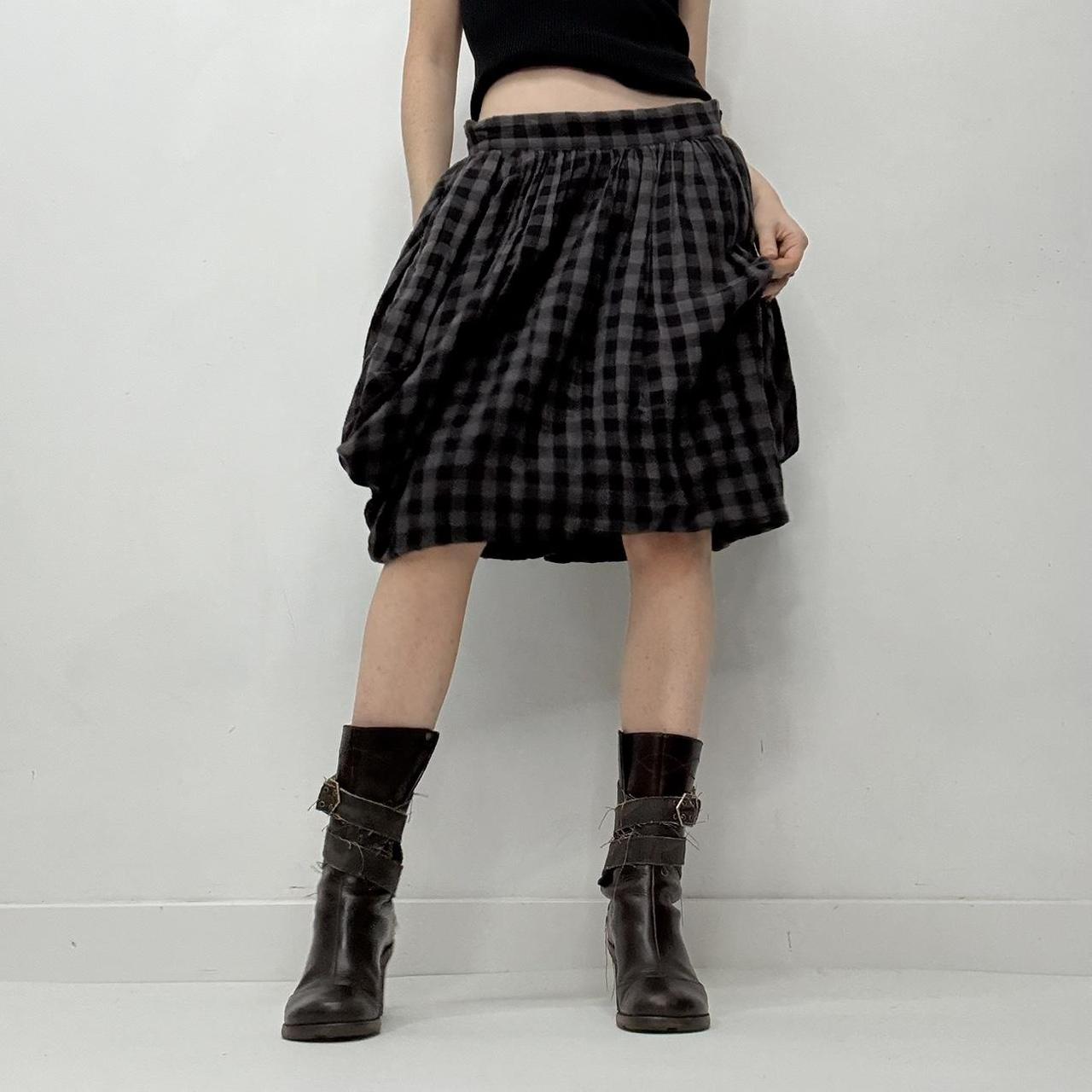 Checked tartan layered puff skirt