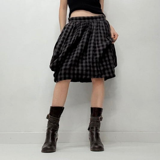Checked tartan layered puff skirt