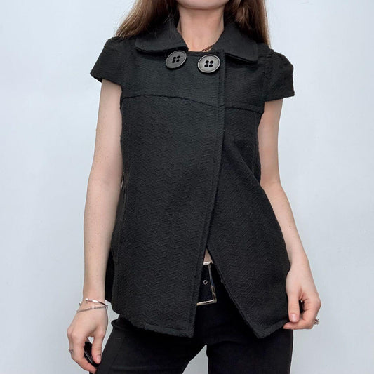 Black capped sleeve pea coat