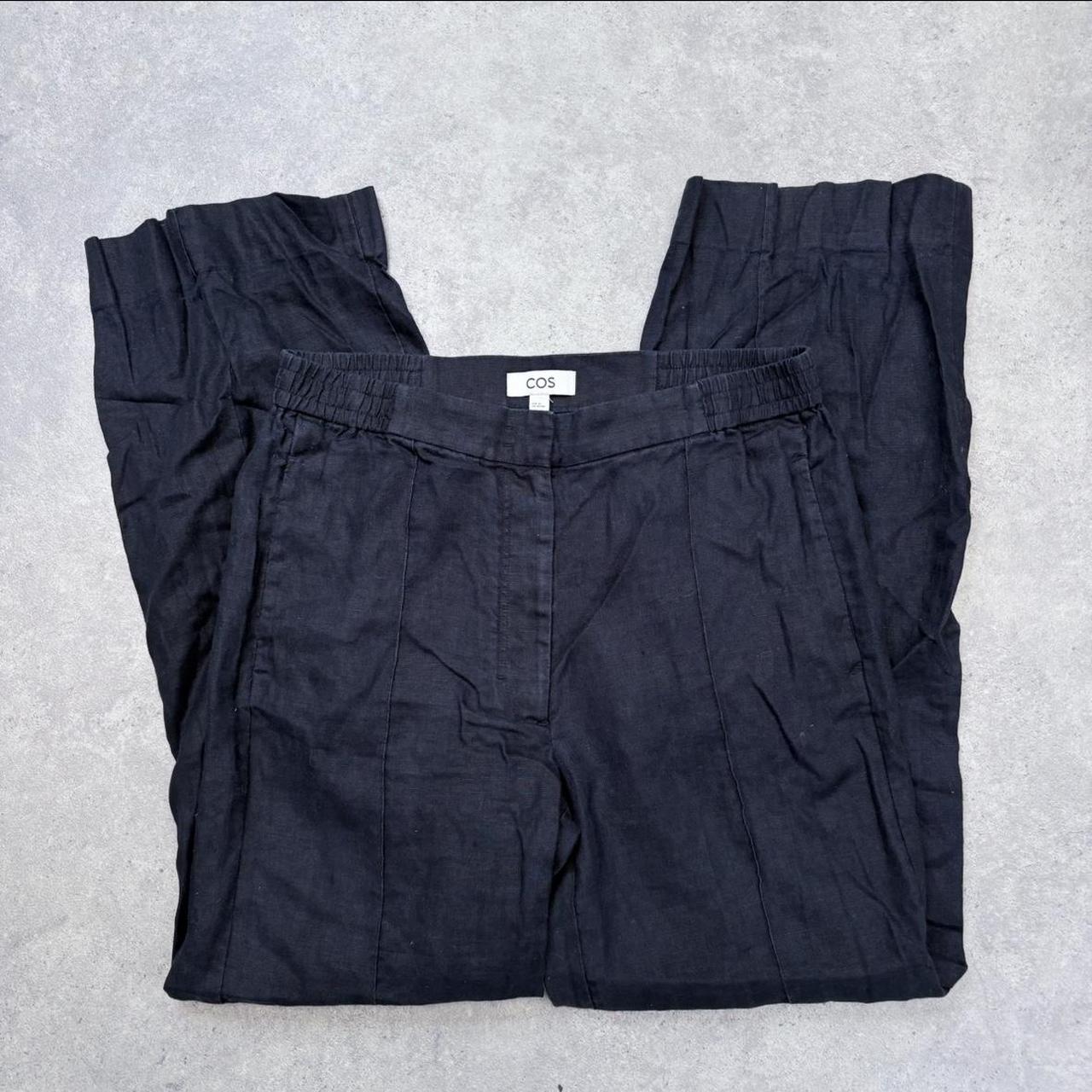 Navy linen wide leg COS trousers