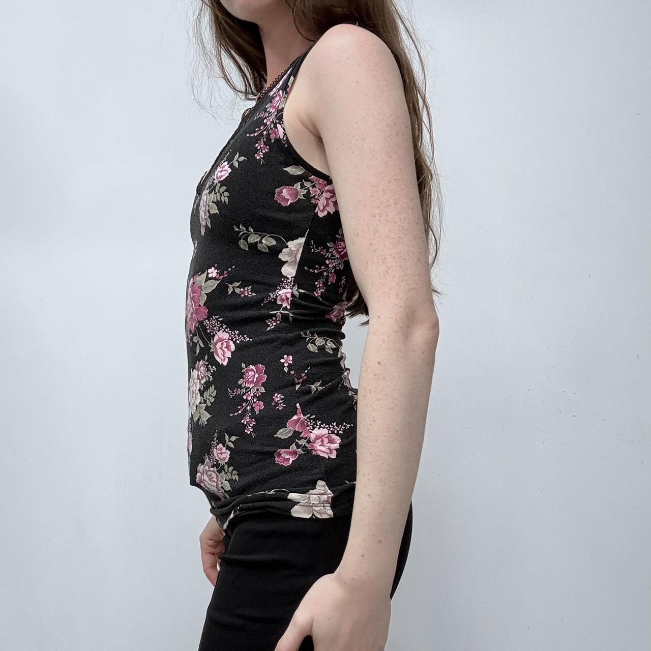 Black floral lace vest top