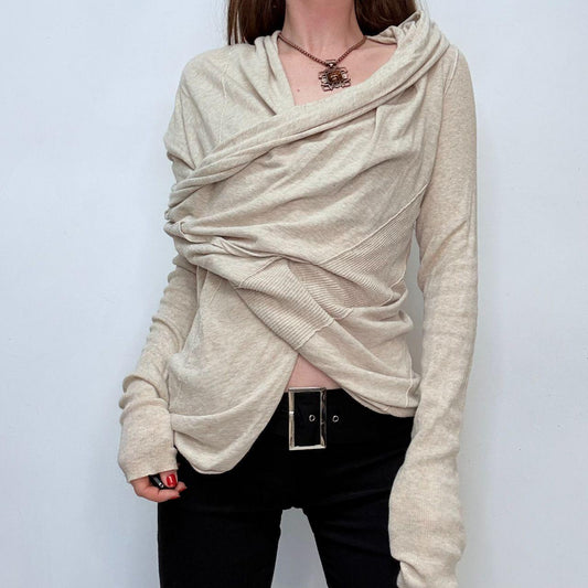 Oatmeal slouchy asymmetric jumper
