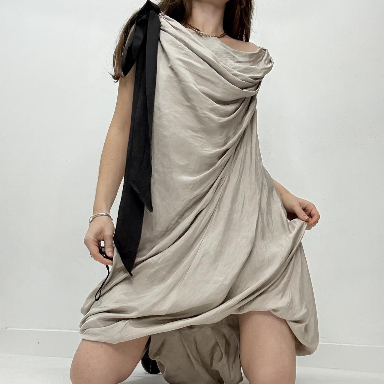 Draped slouchy silk dress