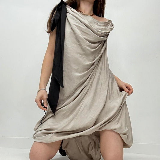 Draped slouchy silk dress
