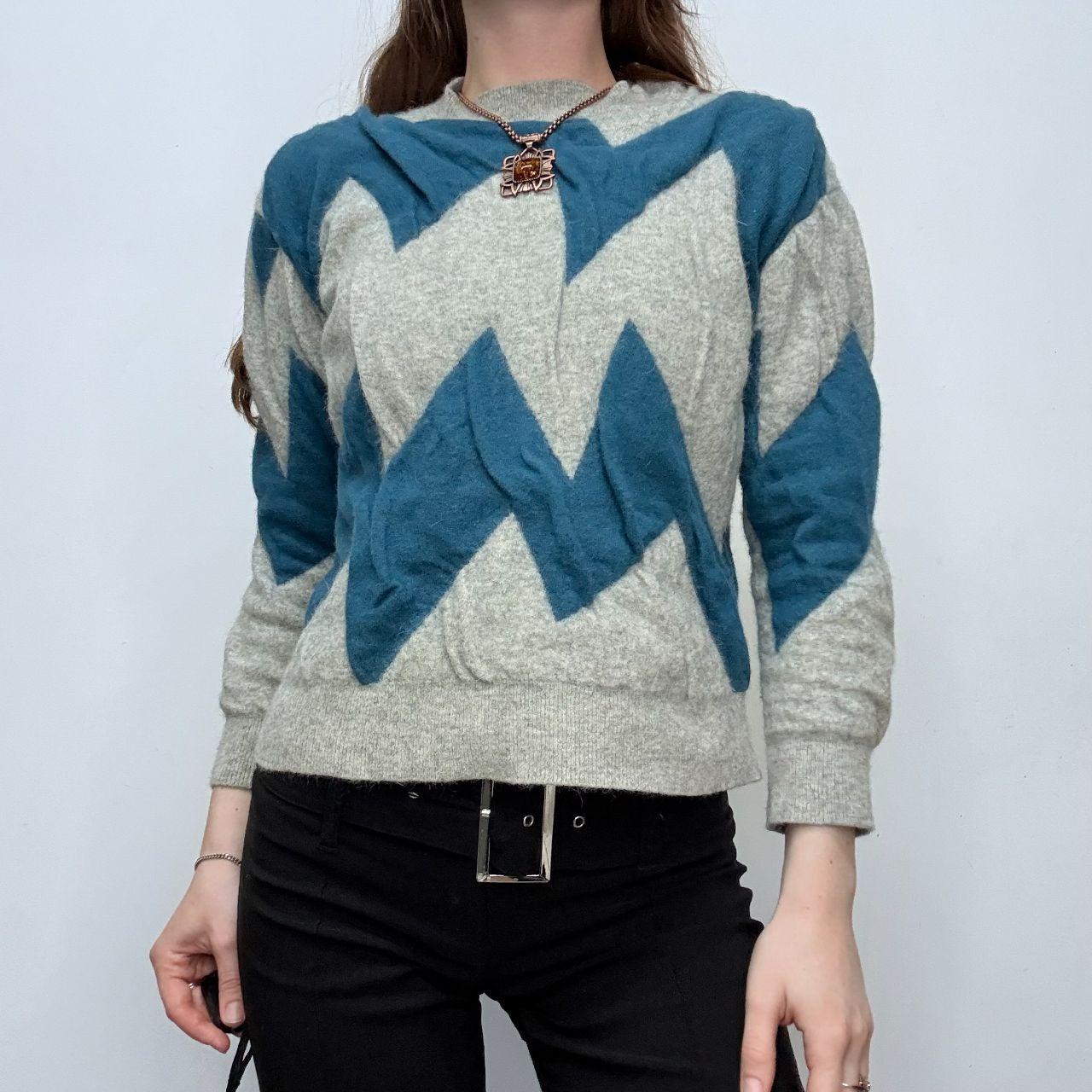 Grey structured gathered wool jumper