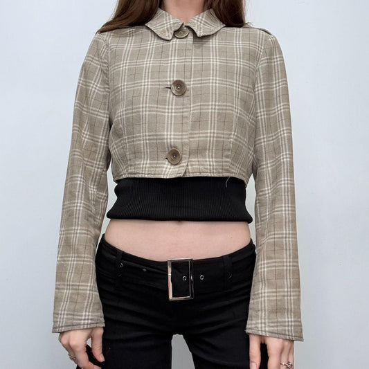 Cropped tartan check jacket