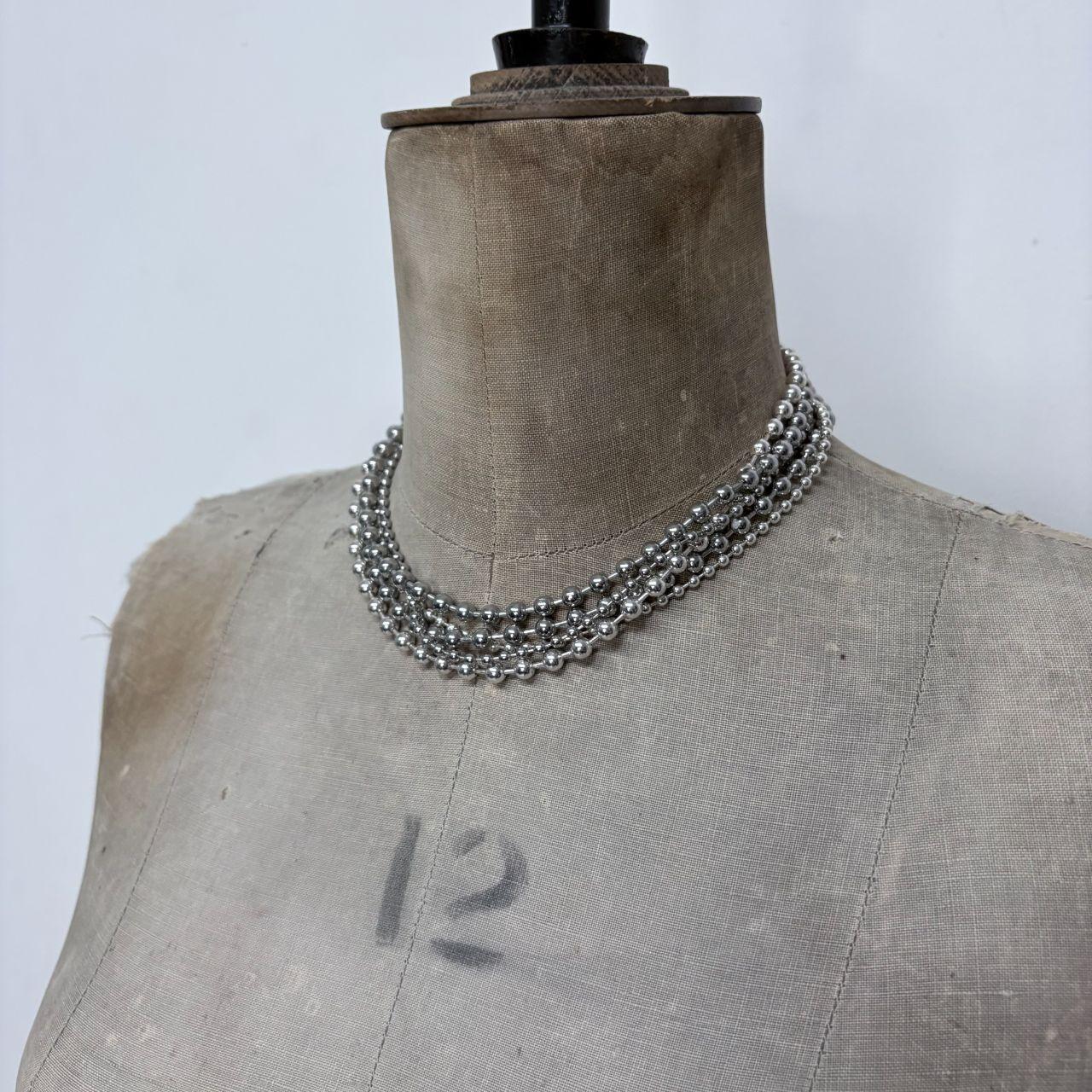 Silver ball layered chain necklace