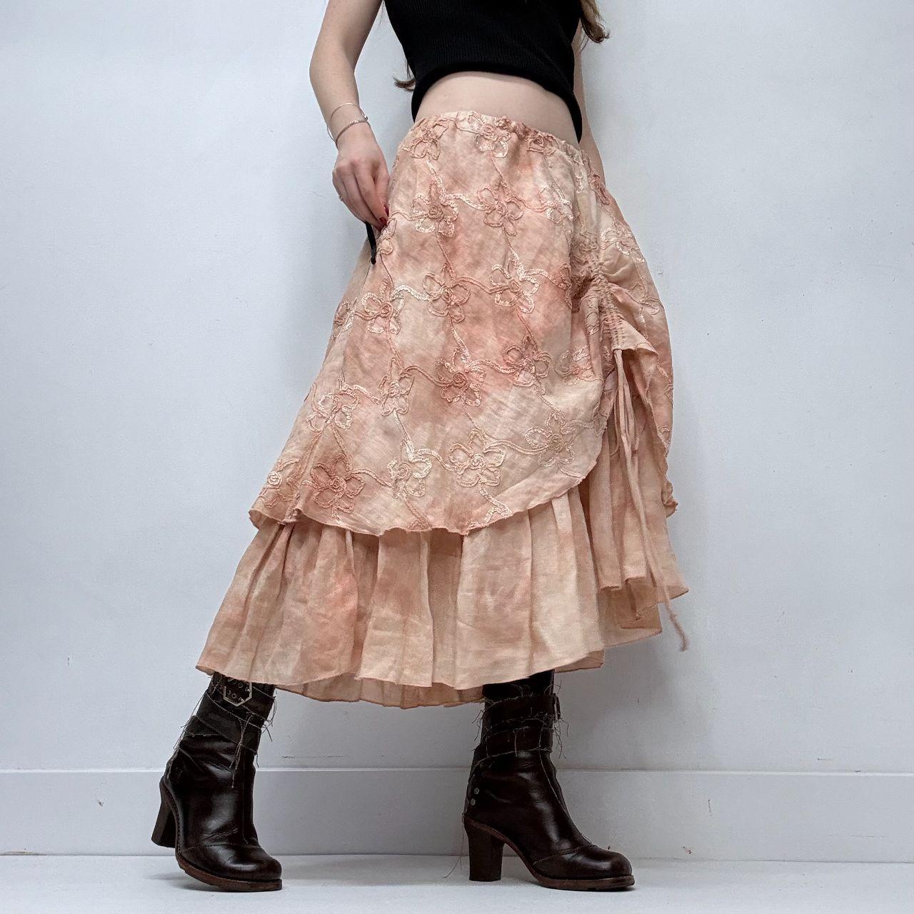 Layered cinched fairy linen skirt