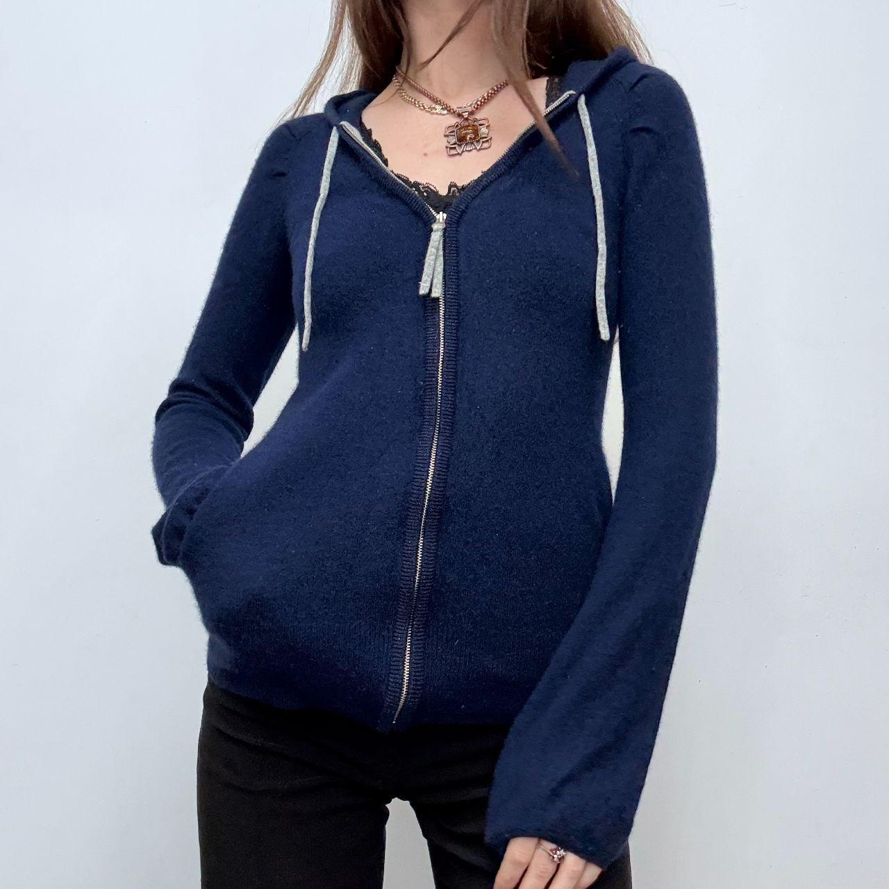 Navy cashmere zip up hoodie