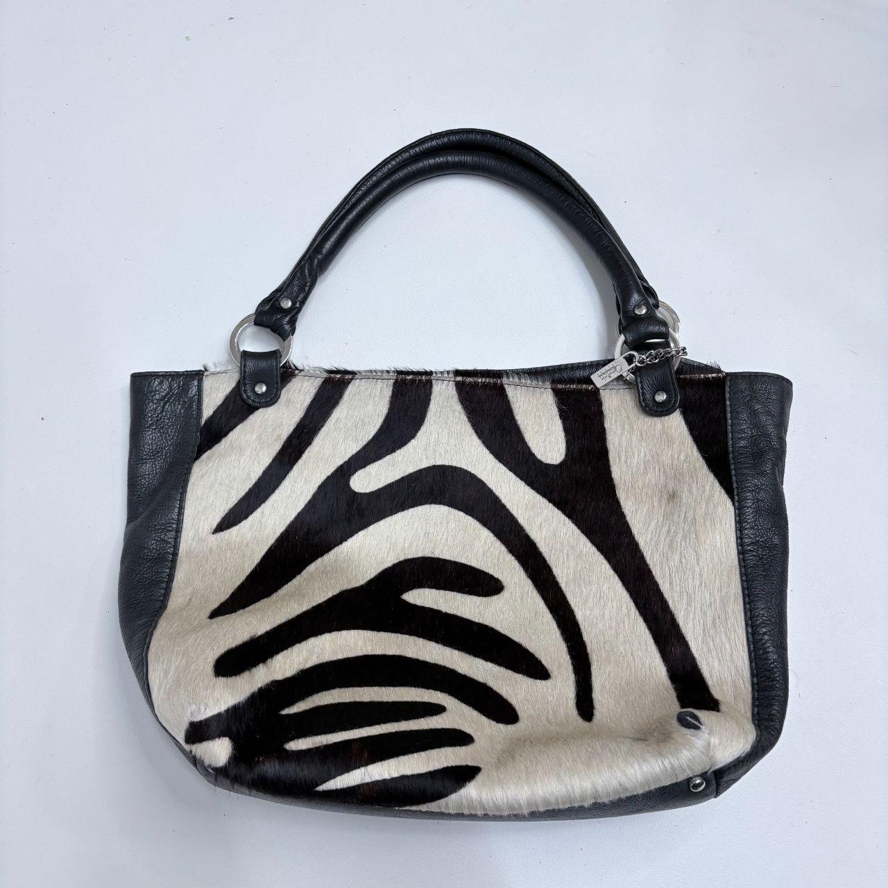 Cowhide pony zebra shoulder bag
