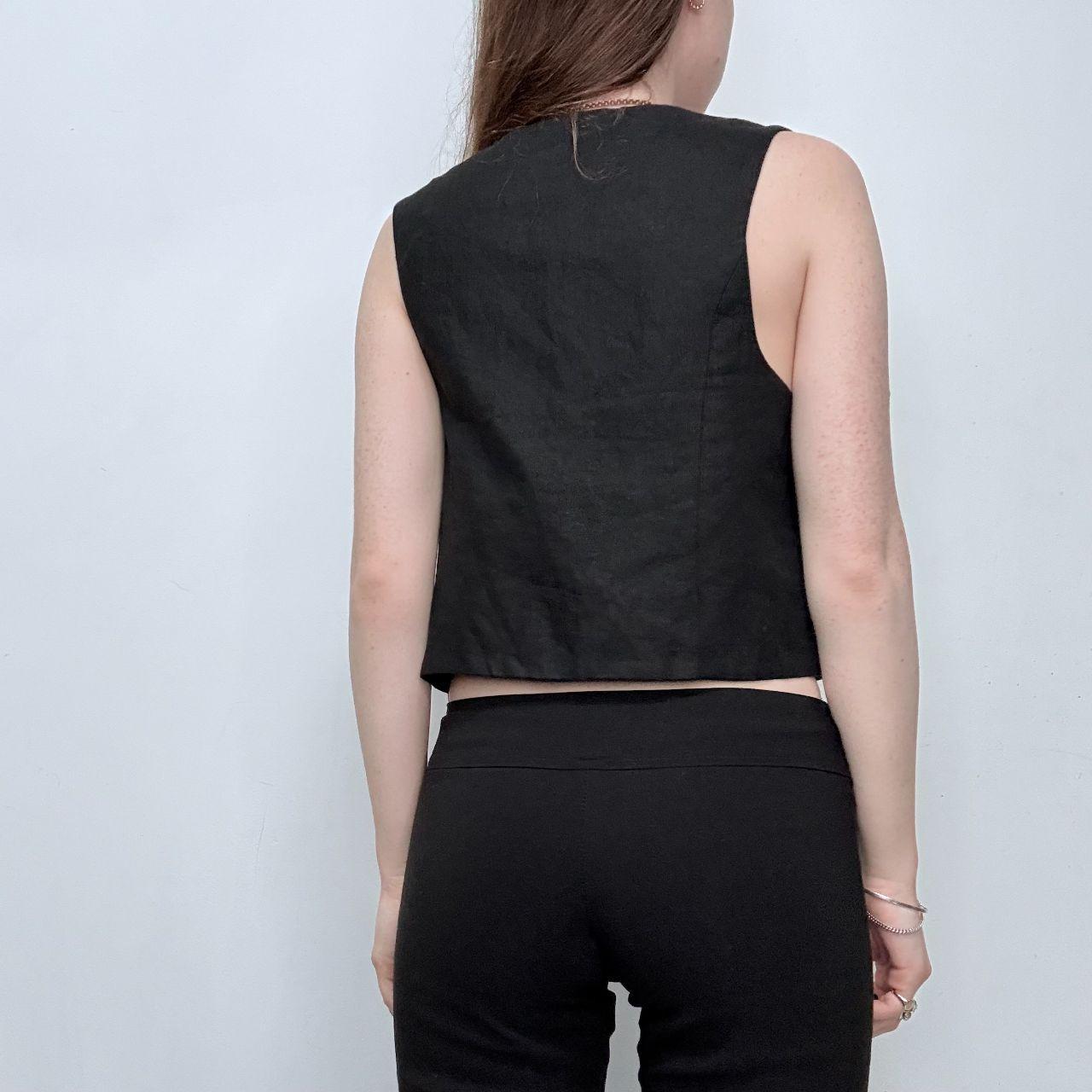 Black linen boho waistcoat