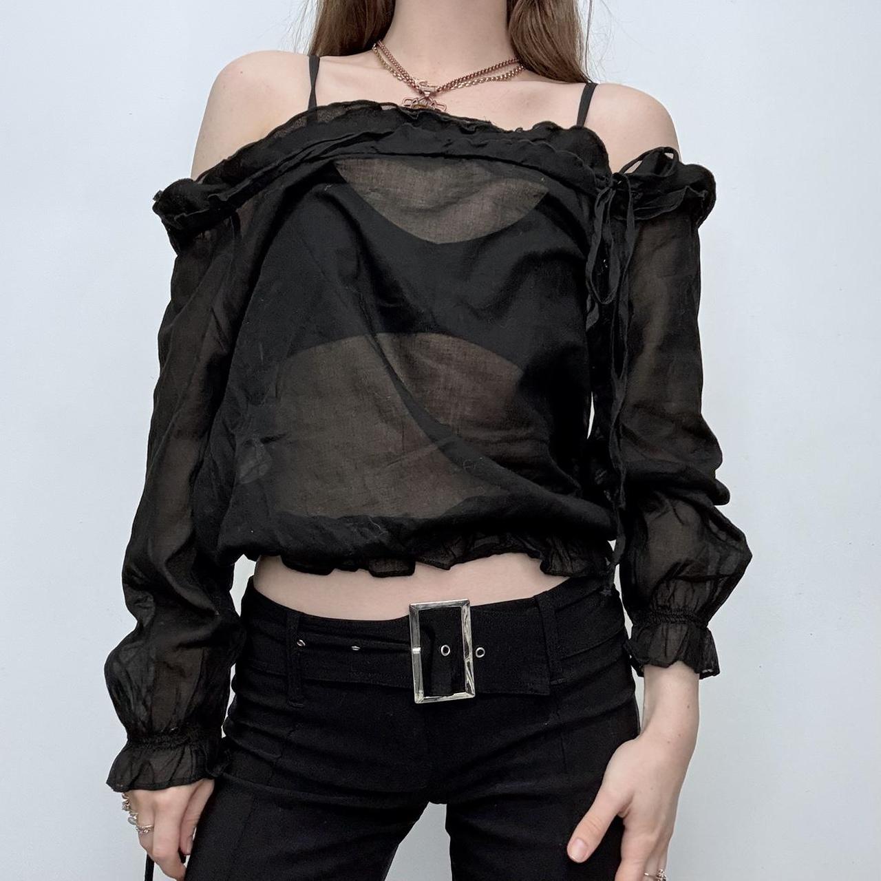 Sheer asymmetric slouchy shirt