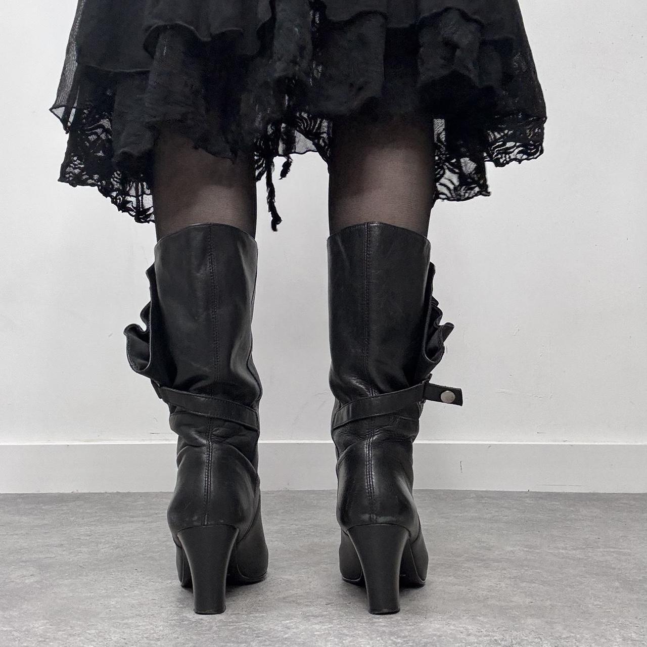 Black leather studded boots