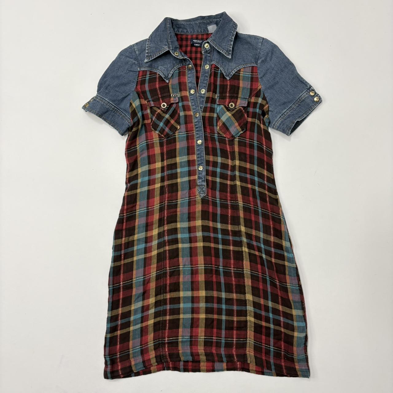 Tartan western denim checked dress