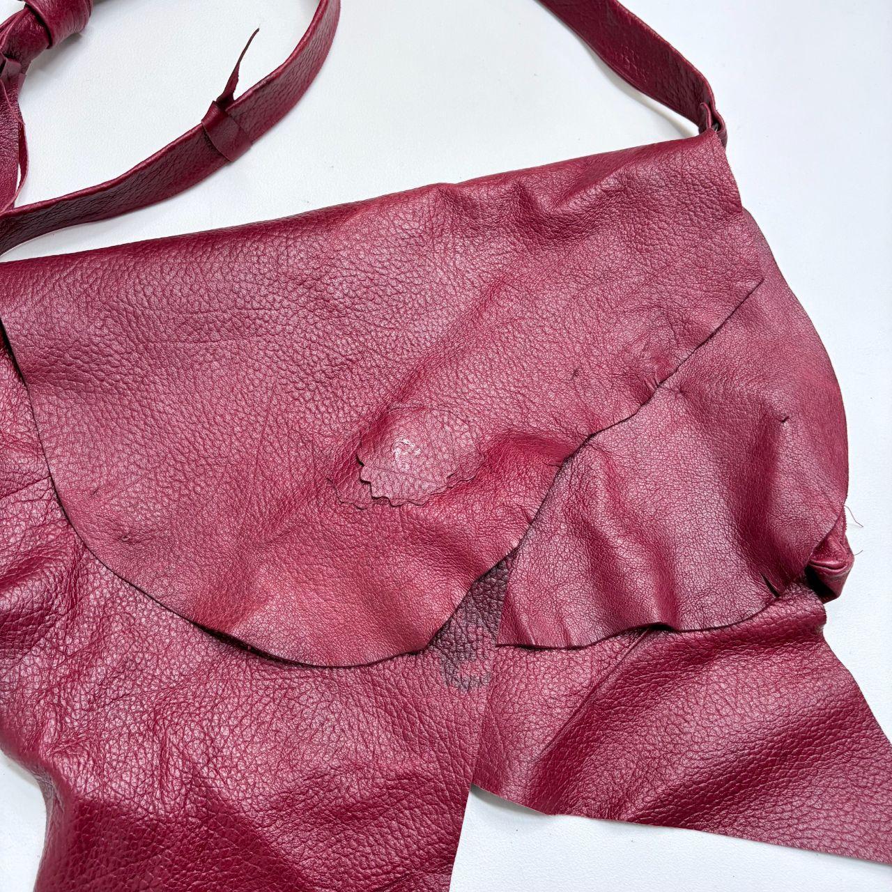 Red leather distressed boho bag