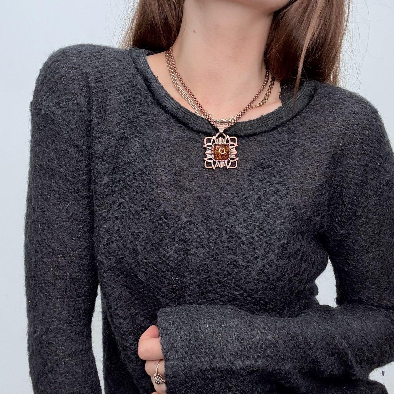 Sheer knit grey wool jumper